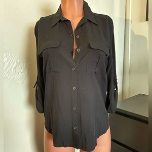 Dr2 black button collar blouse x small